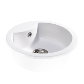 Мийка для кухні Sink Quality Azurite 1KBO 49x49x14,2 з переливом нанограніт білий AZU.W.1KBO.X