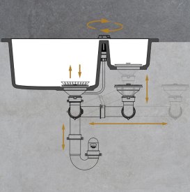 Мийка для кухні Sink Quality Ferrum 5KBO 60,5x49,5x21 з переливом нанограніт парча FER.B.5KBO.X