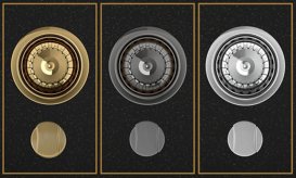 Мийка для кухні Sink Quality Ferrum IK 60 56,5x51x20,5 з переливом нанограніт чорний з золотом FER.L.1K60.X