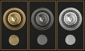 Мийка для кухні Sink Quality Ferrum IK 60 56,5x51x20,5 з переливом нанограніт чорний з золотом FER.L.1K60.X