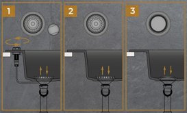 Мийка для кухні Sink Quality Ferrum IK 60 56,5x51x20,5 з переливом нанограніт чорний з золотом FER.L.1K60.X
