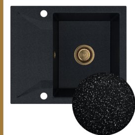 Мийка для кухні Sink Quality Obsidian 1KKO 59x50x21 см з переливом нанограніт чорний парча OBS.B.1KKO.X