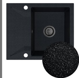 Мийка для кухні Sink Quality Obsidian 1KKO 59x50x21 см з переливом нанограніт чорний парча OBS.B.1KKO.X
