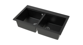 Мийка для кухні Sink Quality SINK 2K80 86X50X21,5 см з переливом нанограніт чорний SINK.C.2K80.X