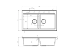 Мийка для кухні Sink Quality SINK 2K80 86X50X21,5 см з переливом нанограніт чорний SINK.C.2K80.X