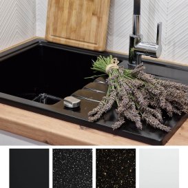 Мийка для кухні Sink Quality Titanite 1KKO 68x49,5x21,5 з переливом нанограніт парча TIT.B.1KKO.X