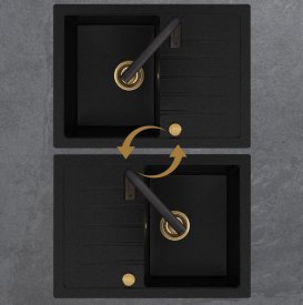 Мийка для кухні Sink Quality Titanite 1KKO 68x49,5x21,5 з переливом нанограніт парча TIT.B.1KKO.X