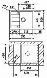 Мойка для кухни Teka Astral 45 B-TG 65х50 см врезная тегранит белый 40143510