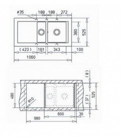 Мойка для кухни Teka Aura 60b Tg 106х52.5 см тегранит белый 40143068