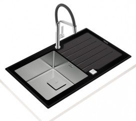 Мойка для кухни Teka Diamond 1B 1D 86 86х51 см нержавеющая сталь/черное стекло 115100011
