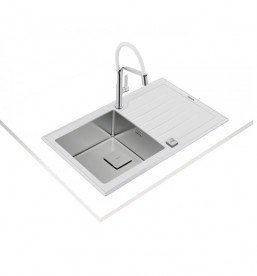 Мойка для кухни Teka Diamond 1B 1D 86 86х51 см нержавеющая сталь/белое стекло 115100012