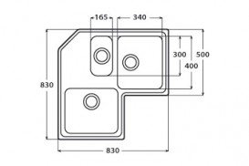 Мойка для кухни угловая на двойная с дополнительной чашей врезная Apell Angolo нержавеющая сталь Вrushed ROAN3IAC