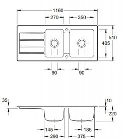 Мойка для кухни Villeroy & Boch Architectura 80 116х51 см керамика graphite 338002i4