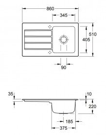 Мийка для кухні Villeroy & Boch Architectura 50 86х51 см кераміка ivory 335001FU