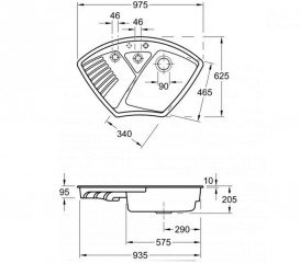 Мойка для кухни Villeroy & Boch Arena Corner 97,5х62,5 см керамика almond 672902AM