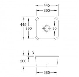 Мийка для кухні Villeroy & Boch Cisterna 50 44,5х44,5 см під стільницю кераміка stone 670302SL