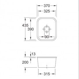 Мийка для кухні Villeroy & Boch Cisterna 45 37х43,5 см під стільницю кераміка graphite 670402i4