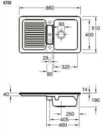 Мийка для кухні Villeroy & Boch Condor 50 86х51 см кераміка graphite 673201i4