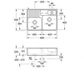 Мойка для кухни Villeroy & Boch Double-bowl sink двойная 89,5х63 см керамика chromit 632392J0