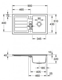 Мойка для кухни Villeroy & Boch Flavia 50 90х51 см керамика graphite 330501i4