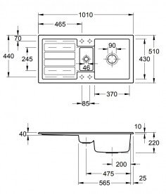 Мойка для кухни Villeroy & Boch Flavia 60 101х51 см керамика graphite 330402i4