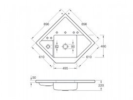 Мойка для кухни Villeroy & Boch Monumentum угловая 89,6х89,6 см керамика timber 330301TR