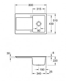 Мойка для кухни Villeroy & Boch Siluet 45 80х51 см керамика graphite 333401i4