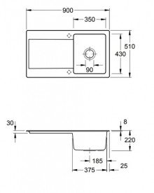 Мийка для кухні Villeroy & Boch Siluet 50 90х51 см кераміка graphite 333501i4