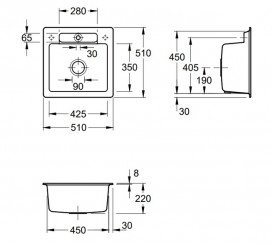 Мийка для кухні Villeroy & Boch Siluet 50 S 51х51 см кераміка timber 334502TR