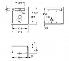Мойка для кухни Villeroy & Boch Siluet 50 S 51х51 см керамика timber 334502TR