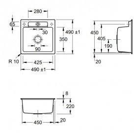 Мийка для кухні Villeroy & Boch Siluet 50 S Flat 49х49 см кераміка graphite 33452Fi4