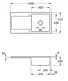 Мийка для кухні Villeroy & Boch Siluet 60 100х51 см кераміка timber 333601TR