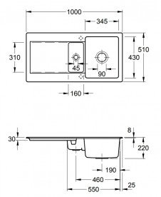 Мойка для кухни Villeroy & Boch Siluet 60 R 100х51 см керамика chromit 333702J0