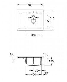 Мойка для кухни Villeroy & Boch Subway 45 Compact 65х51 см чаша справа керамика stone 331302SL