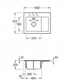 Мийка для кухні Villeroy & Boch Subway 45 Compact 65х51 см чаша зліва кераміка steam 331201SM