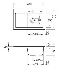Мийка для кухні Villeroy & Boch Subway 45 78х51 см чаша справа кераміка graphite 671402i4
