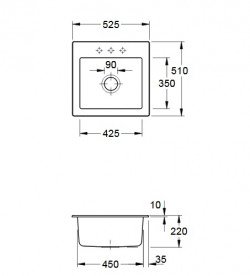 Мийка для кухні Villeroy & Boch Subway 50 S 52,5х51 см кераміка timber 331501TR