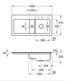 Мойка для кухни Villeroy & Boch Subway 60 100х51 см чаша справа керамика graphite 671202i4