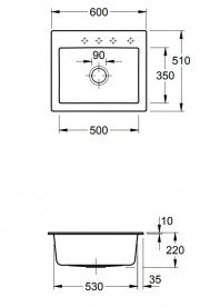 Мийка для кухні Villeroy & Boch Subway 60 S 60х51 см кераміка ebony 330901S5