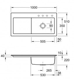 Мийка для кухні Villeroy & Boch Subway 60 XL 100х51 см чаша справа кераміка timber 671902TR