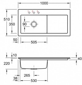 Мийка для кухні Villeroy & Boch Subway 60 XL 100х51 см чаша зліва кераміка fossil 671802KD