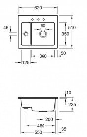 Мийка для кухні Villeroy & Boch Subway 60 XM 62х51 см кераміка fossil 678001KD