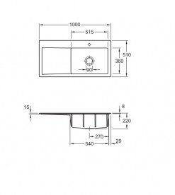 Мойка для кухни Villeroy & Boch Subway Style 60 100х51 см чаша справа керамика snow white 336102KG
