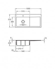 Мойка для кухни Villeroy & Boch Subway Style 60 100х51 см чаша слева керамика timber 336202TR