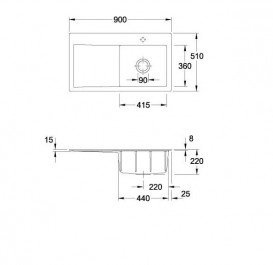 Мийка для кухні Villeroy & Boch Subway Style 50 90х51 см чаша справа кераміка chromit 335101J0