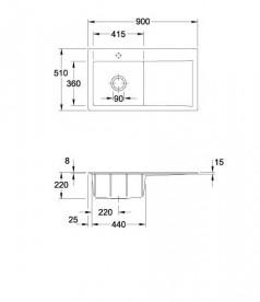 Мойка для кухни Villeroy & Boch Subway Style 50 90х51 см чаша слева керамика crema 335202KR