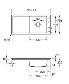 Мийка для кухні Villeroy & Boch Timeline 60 Flat 96,5х47,5 см кераміка stone white 67902FRW