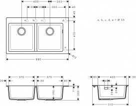 Мийка для кухні вбудована Hansgrohe S51 S510-F770 SilicaTec сірий камінь 43316290