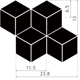 Мозаика Paradyz Uniwersalna Mozaika Prasowana Nero Romb Hexagon 20,4х23,8 см M-P-204X238-1-UNIW.NEROHE