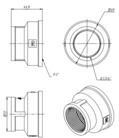 Муфта редукционная Fado Fitt Nickel 2''х1¼'' латунь никель M21